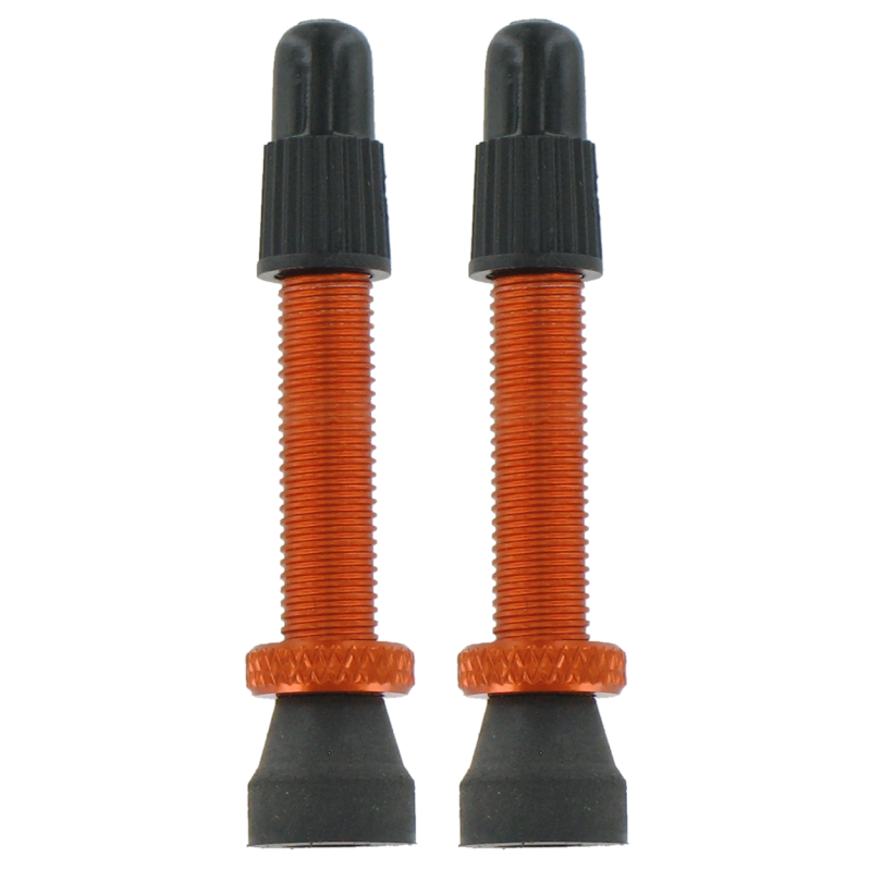 2 alloy Presta valves - 35mm orange