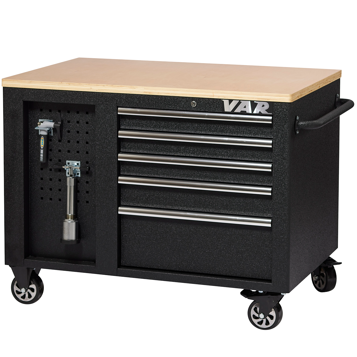 Large rolling workbench 10 drawers 2 doors - full black series