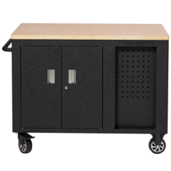 Large rolling workbench 10 drawers 2 doors - full black series