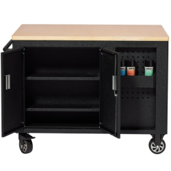 Large rolling workbench 10 drawers 2 doors - full black series