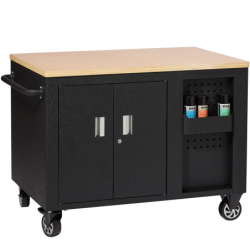 Large rolling workbench 10 drawers 2 doors - full black series