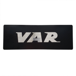 VAR sticker 345x122mm - black background w/ brushed aluminium letters