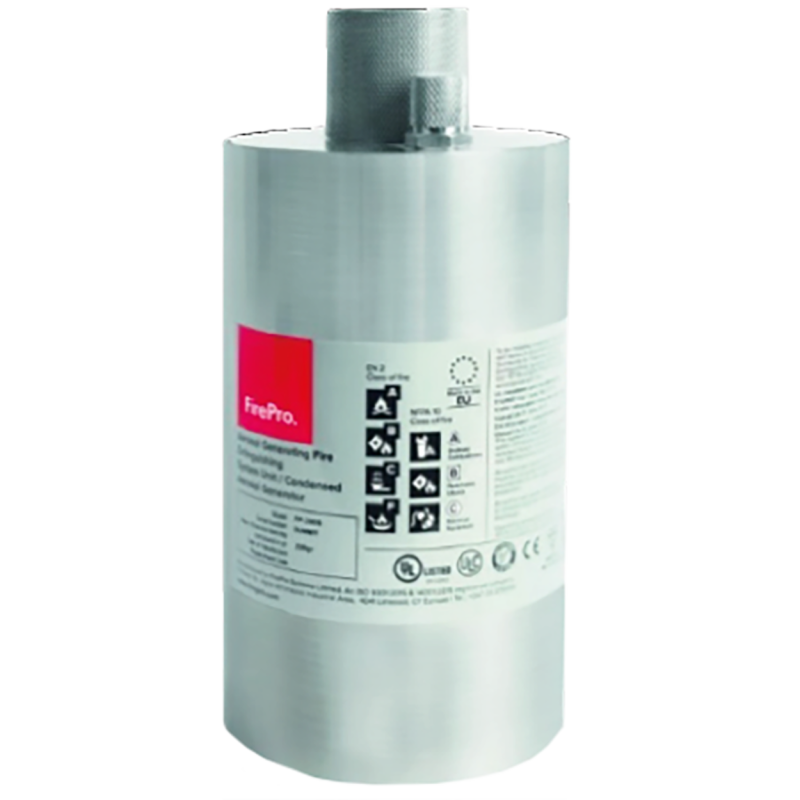 Automatic fire extinguisher with temperature sensor