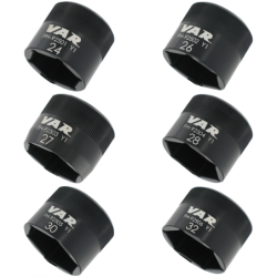 Set of 6 flat-faced sockets for fork top cap