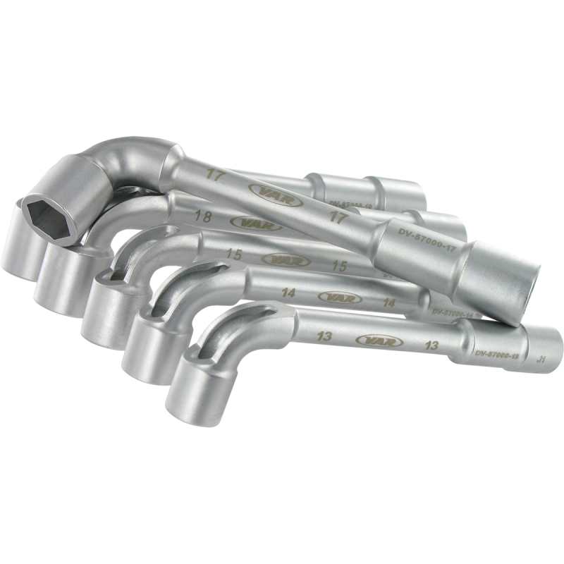 Set of 6 angled open socket wrenches