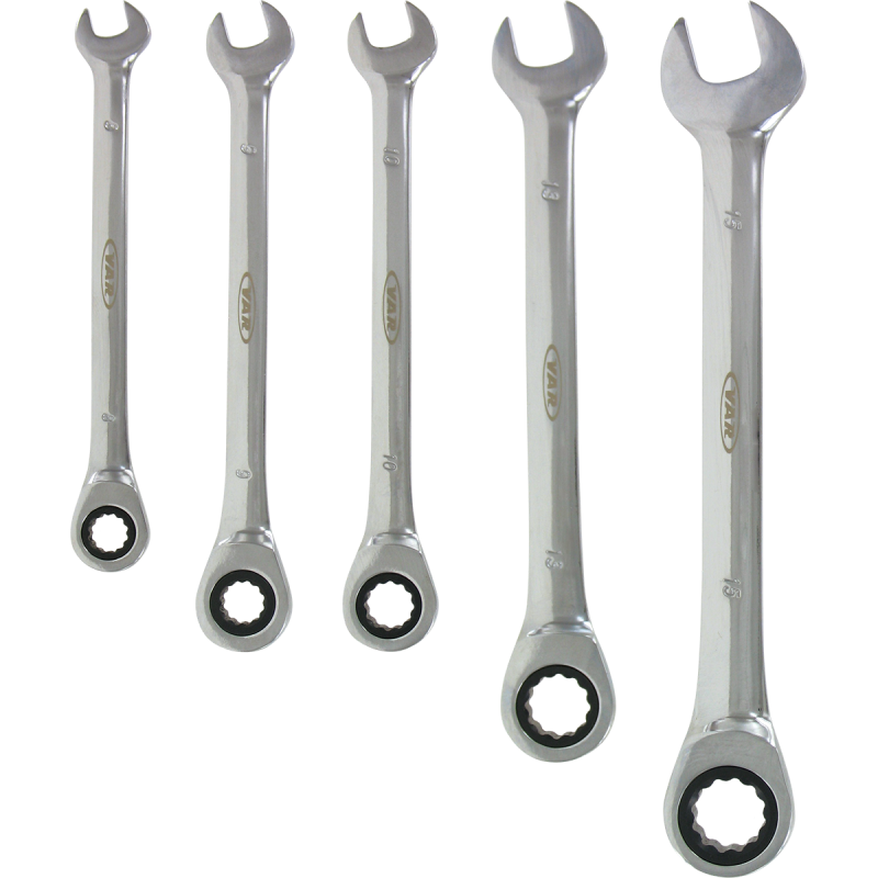 Set of 5 ratchet combination wrenches
