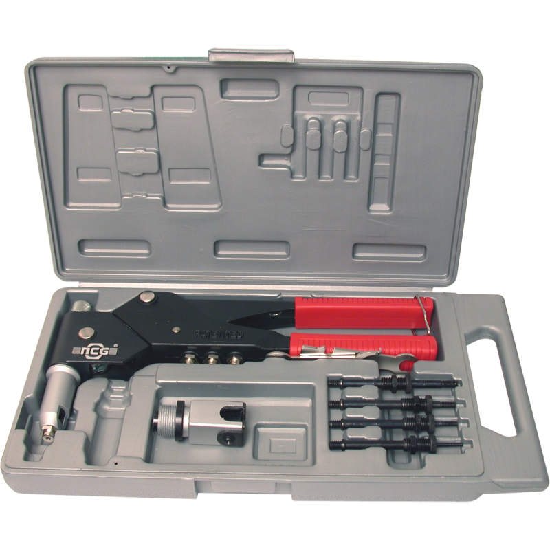 360° swivel head hand riveter with 50 replacement rivets