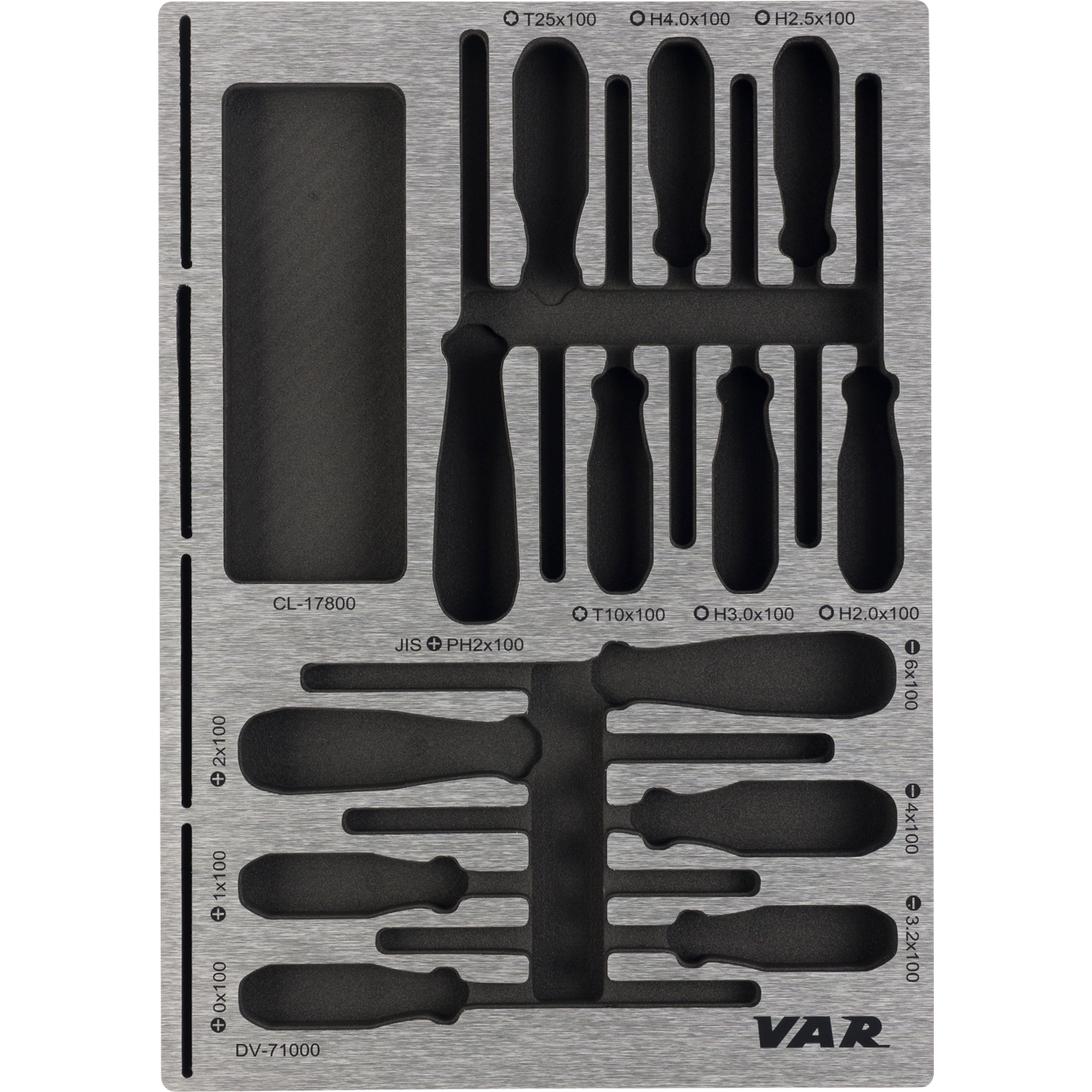VAR | Tool tray for screwdrivers and hex wrenches with pre-cut zone