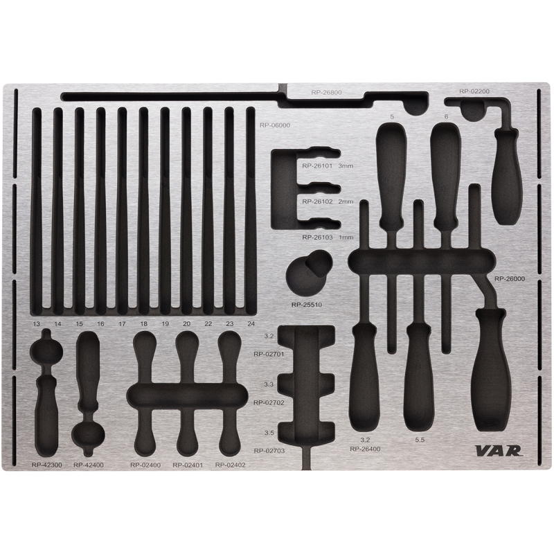 VAR | Tool tray for cone wrenches and wheel building with pre-cut zone