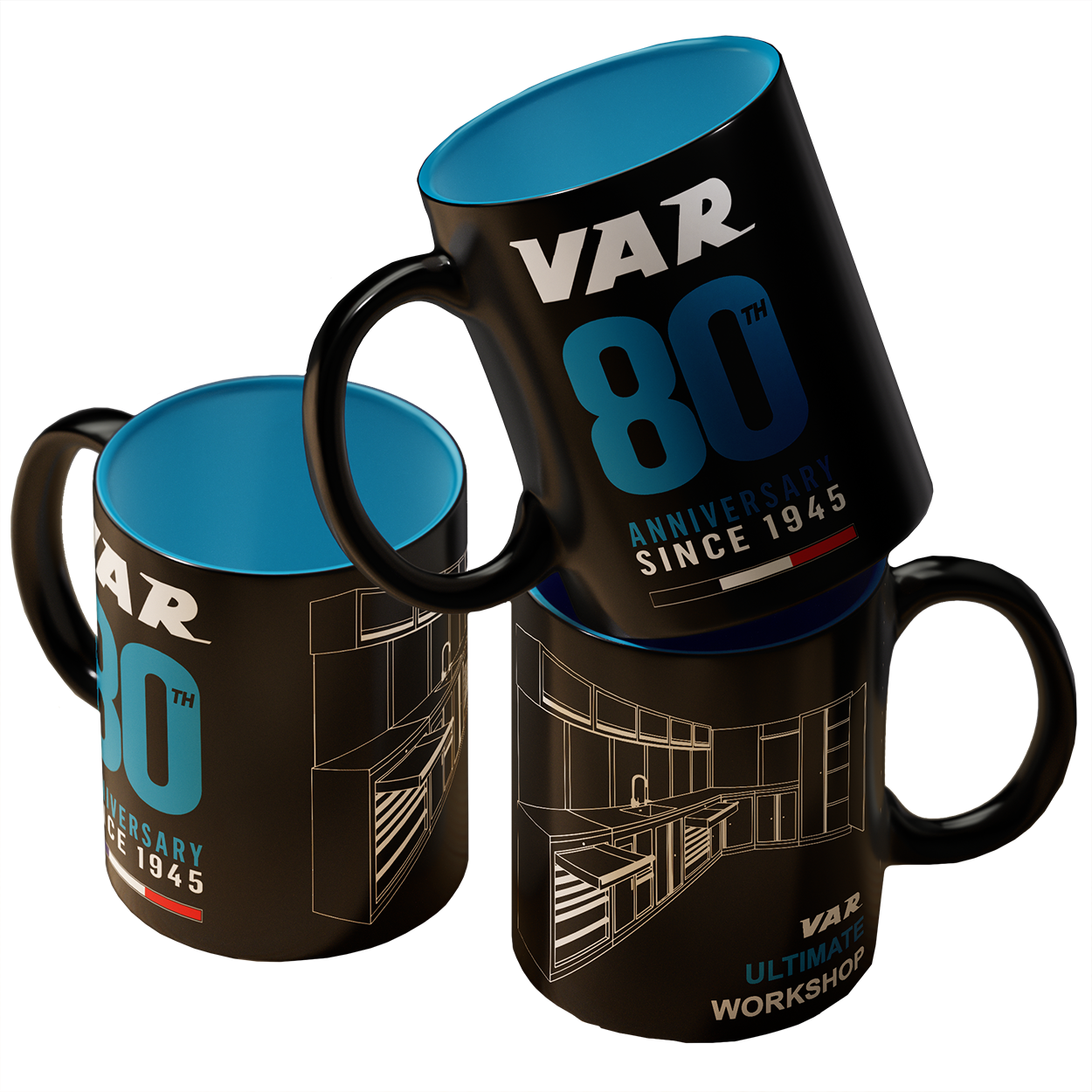 VAR | "Mug VAR - Édition ""80 ANS"" - Noir et Bleu"