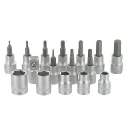 Kit 12 douilles six pans, 3 embouts Torx® & adaptateur