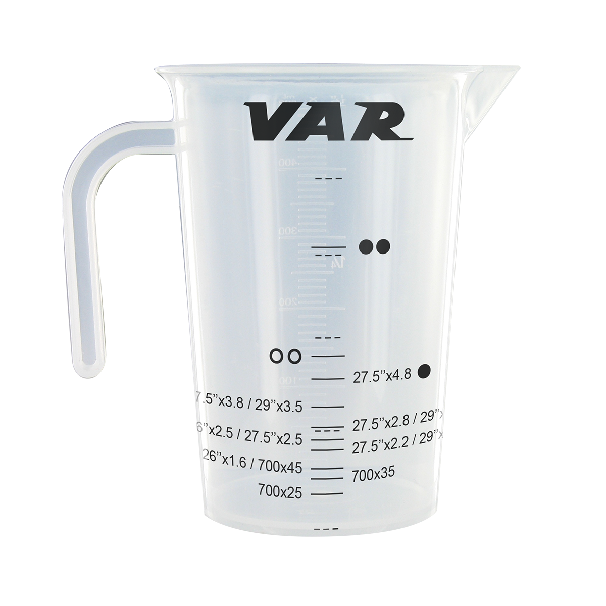 Graduated beaker for tyre sealant