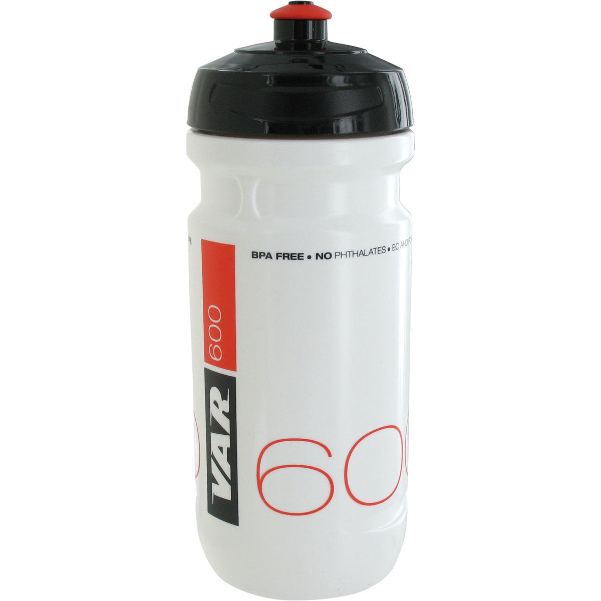 600ml white water bottle - black & red