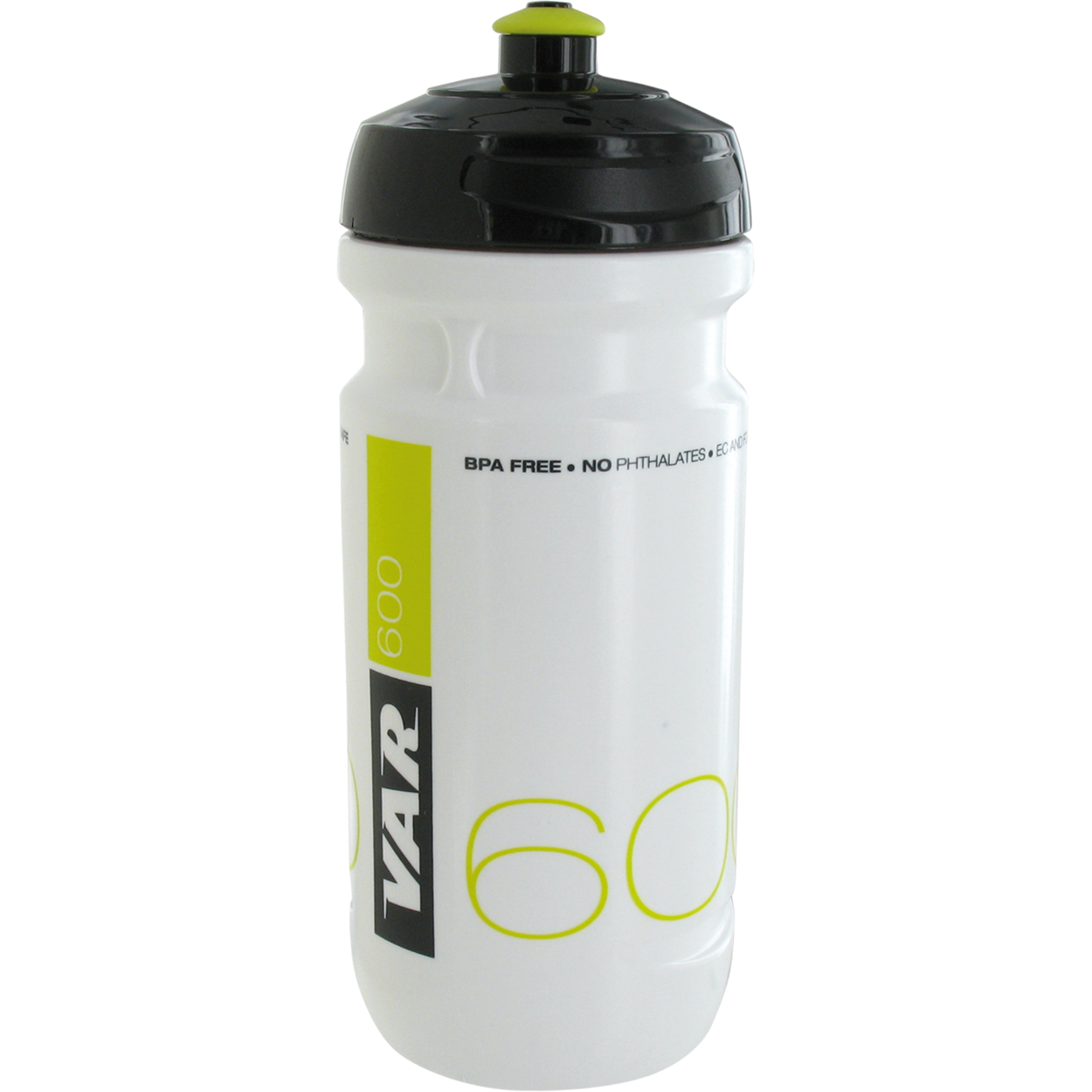600ml white water bottle - black & green